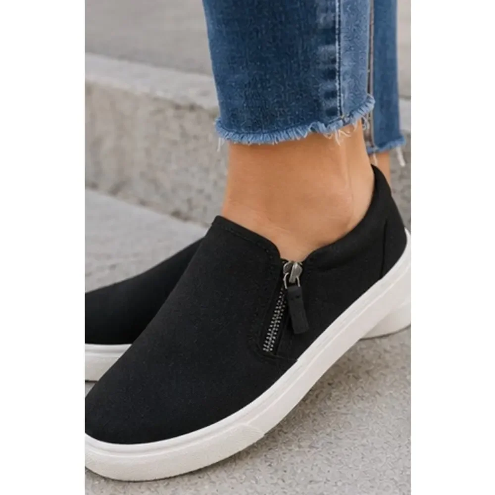 Kensie Soren Women’s Slip On Sneaker Size 6.5 Black Platform Casual Comfort Shoe